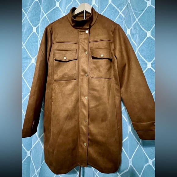 Chouyatou Jackets & Blazers - NEW Women’s ChouYatou Suede Rust Long Coat with pockets- Large and XL